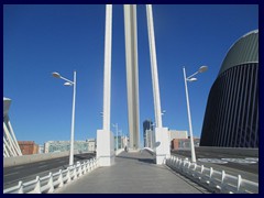 City of Arts and Sciences 079 L'Àgora - El Pont de l'Assut de l'Or, a very cool 125m high suspension bridge that is the tallest structure in the area.